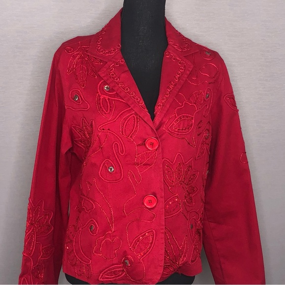 New Direction Embellished Red Jacket. SZ M - Picture 1 of 6